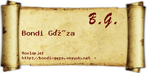 Bondi Géza névjegykártya