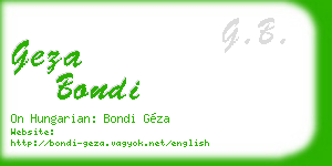 geza bondi business card