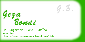 geza bondi business card